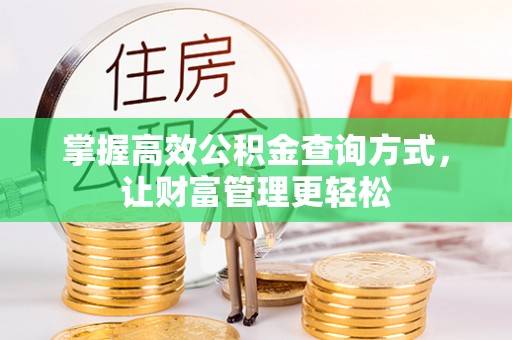 麦寮掌握高效公积金查询方式，让财富管理更轻松