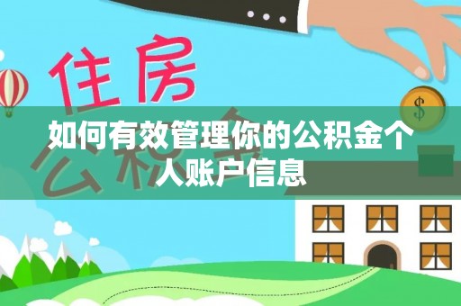 麦寮如何有效管理你的公积金个人账户信息